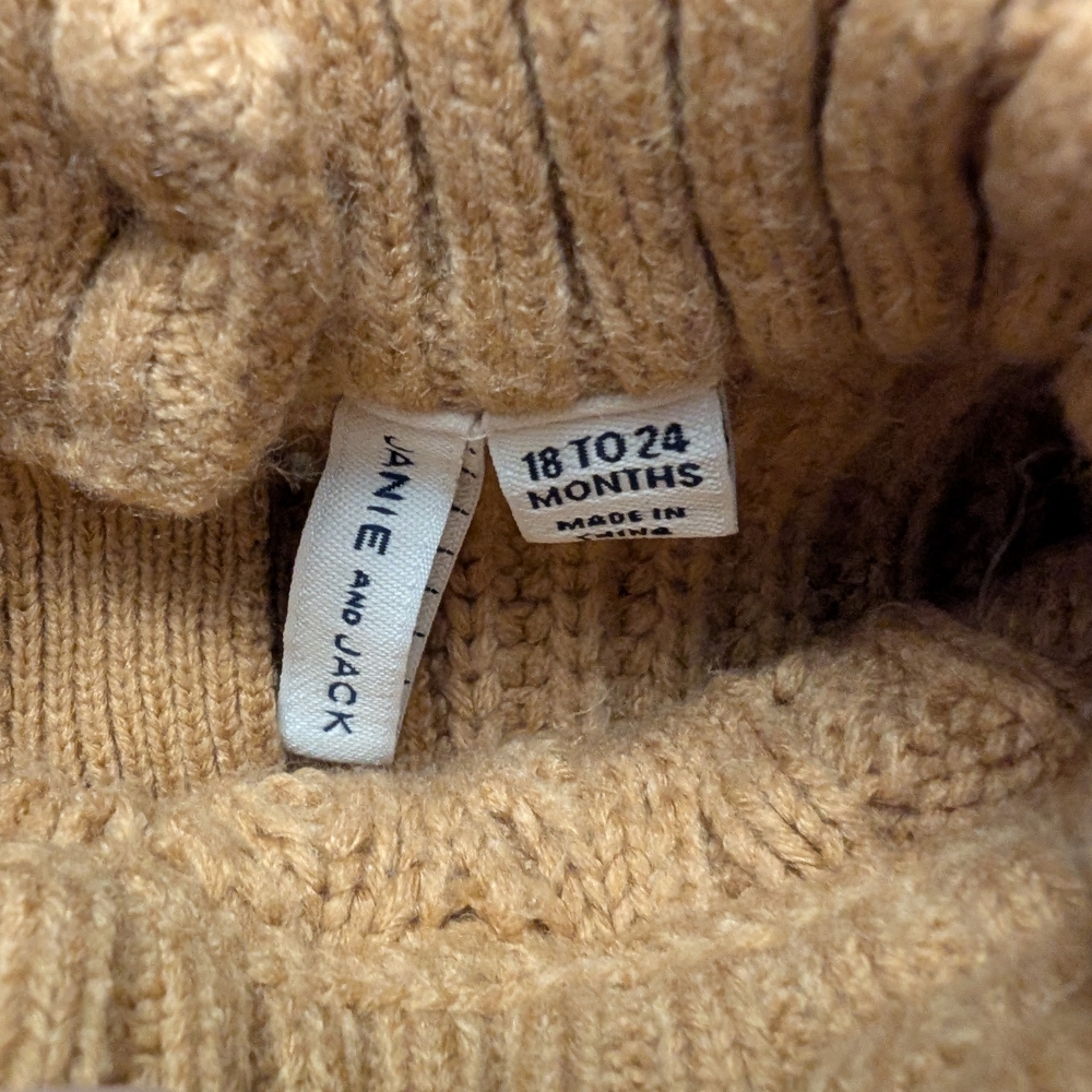 Janie and Jack Camel Cable Knit Sweater - Picture 5 of 9